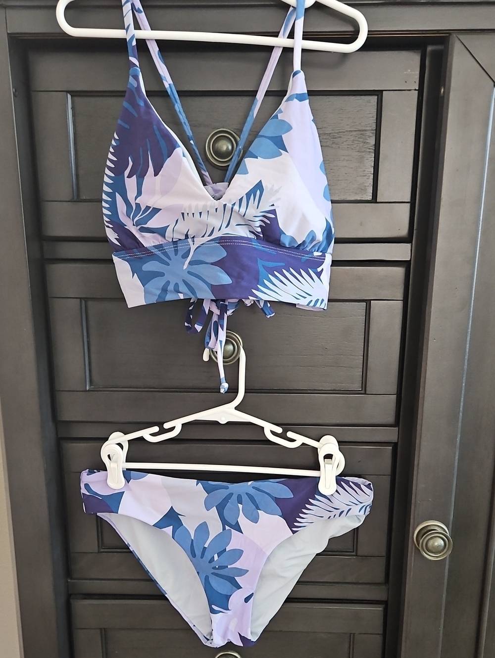 Splendid Lavender and Blue Tropical Print Bikini